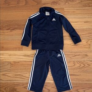 Adidas Navy Blue Tracksuit with White Stripes